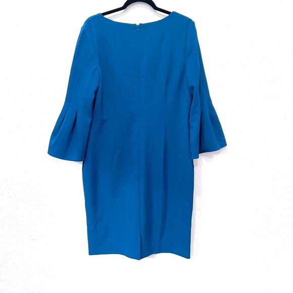 Jessica Howard teal Sheath Dress with tulip Bell Sleeves 14 - Picture 3 of 7